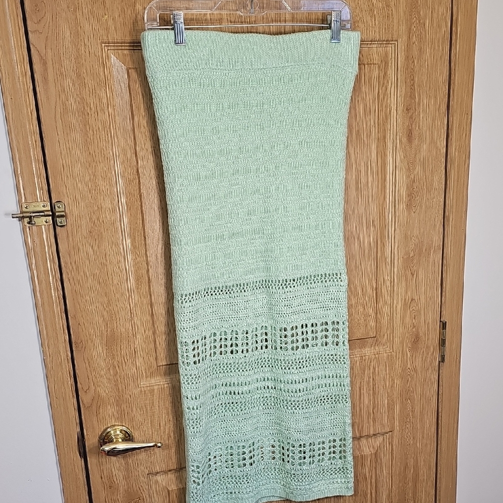 Mint Green Maxi Crochet Skirt - Women